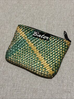 FREE WITH $25 PURCHASE Handwoven Mini Coin Purse-Green/Yellow-GUC